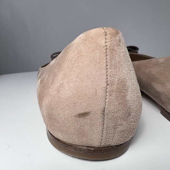 SALVATORE FERRAGAMO Varina Ballet Flat Suede Beige Woman 9.5 - Picture 10 of 12